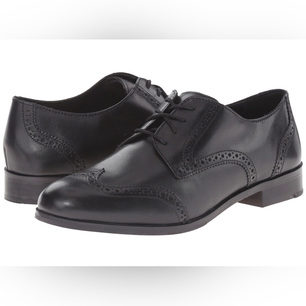 Cole Haan Black Leather Oxford Wingtips